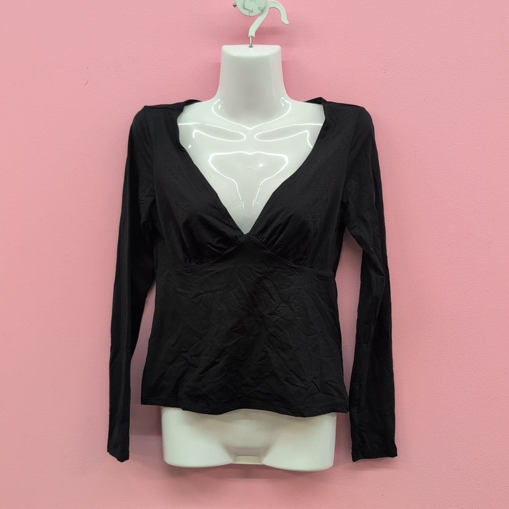 Victoria's Secret Black Long Sleeve V-Neck Top
